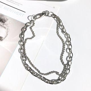 Alloy Chain Layered Necklace Silver - One Size