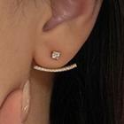 Sterling Silver Cz Ear Jacket 1 Pair - S925 Silver - Gold - One Size