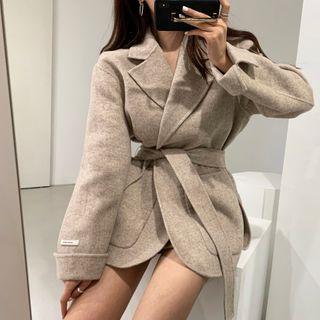 Long-sleeve Plain Wool Coat