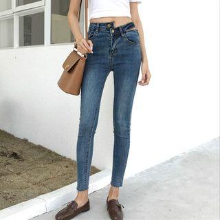 Irregular High-waist Cropped Jeans