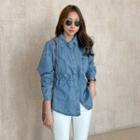 Drawstring-waist Dual-pocket Denim Shirt