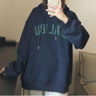Lettering Hoodie Dark Blue - One Size