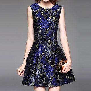 Sleeveless Jacquard Sheath Dress