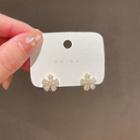 Flower Rhinestone Earring 1 Pair - Gold & Transparent - One Size