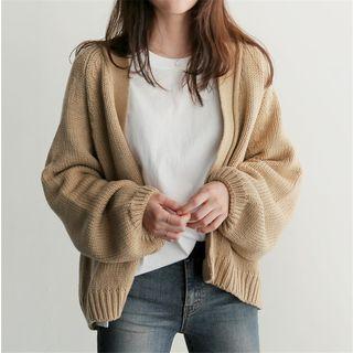 Plain Loose-fit Cropped Cardigan