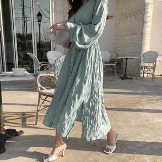 Crinkled Long Shirtdress & Sash