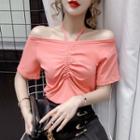Short-sleeve Halter Drawstring T-shirt