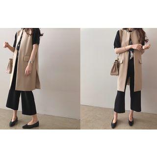 Open-front Flap-detail Long Vest