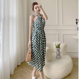 Halter Sleeveless Floral Dress