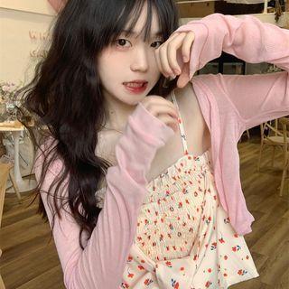 Cropped Light Cardigan Pink - One Size