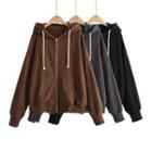 Long Sleeve Plaid Loose-fit Zip-up Jacket