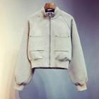 Cropped Stand-collar Long-sleeve Zip Sweatshirt Jacket