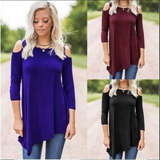 Shoulder Cut Out 3/4-sleeve Tunic