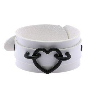 Heart Alloy Faux Leather Bangle