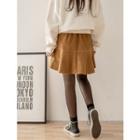 Plus Size Ruffle-hem Corduroy Mini Skirt
