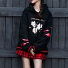 Devil Ear-accent Hood Printed Sweater