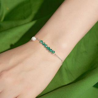 925 Sterling Silver Faux Pearl & Bead Bracelet As Shown In Figure - One Size
