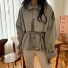 Flap-front Trench Jacket With Belt