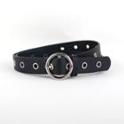 Round Buckled Grommet Faux Leather Belt