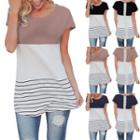 Striped Two-tone Short-sleeve T-shirt