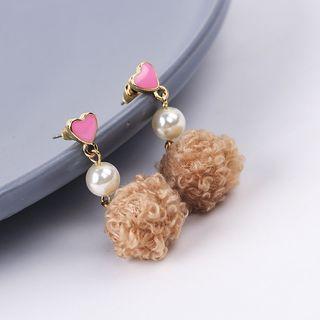 Furry Ball Dangle Earring 1 Pair - As Shown In Figure - One Size