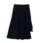 Irregular Hem A-line Skirt Black - One Size