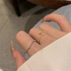 Set Of 2: Faux Pearl Alloy Ring (various Designs) Set Of 2 - D680 - Gold - One Size