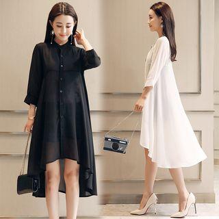 Buttoned Light Long Jacket