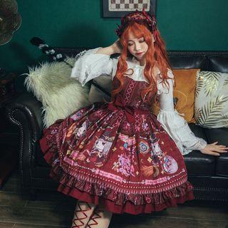 Cartoon Print Wide Strap Midi A-line Dress
