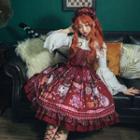 Cartoon Print Wide Strap Midi A-line Dress