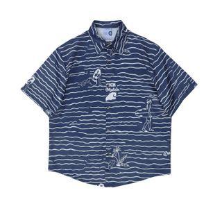 Short-sleeve Striped Hawaiian Shirt