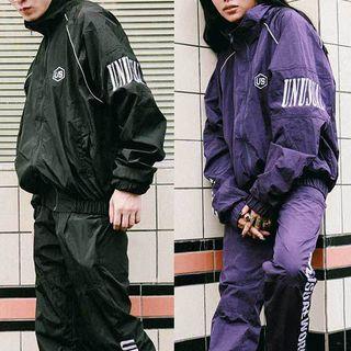 Couple Matching Lettering Zip Windbreaker
