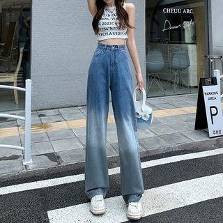 High Waist Gradient Wide Leg Jeans (various Designs)