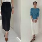 Stitched H-line Long Skirt