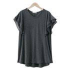 Round-neck Flutter-sleeve T-shirt