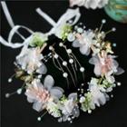 Wedding Mesh Flower Faux Pearl Headband