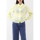 Slit-side Sheer Cotton Shirt Yellow - One Size
