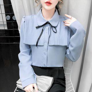 Long-sleeve Pleated Panel Blouse