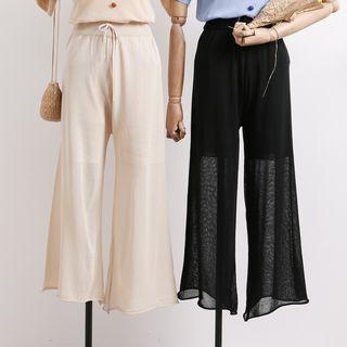 Lightweight High-waist Wide-leg Knit Pants