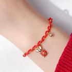 925 Sterling Silver Mouse Red String Bracelet Red & Gold - One Size