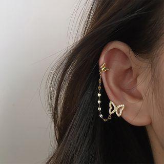 925 Sterling Silver Butterfly Chained Earring