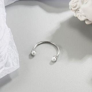 Faux Pearl Alloy Open Ring Ring - Faux Pearl - White & Silver - One Size