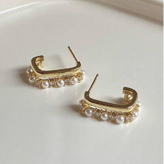 Faux Pearl Earring 1 Pair - Silver Needle Earring - One Size