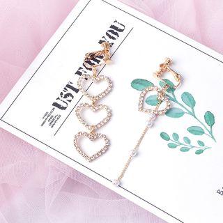 Non-matching Heart Fringed Clip-on Earring