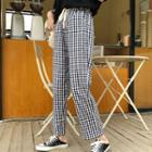Gingham Cropped Straight-cut Pants