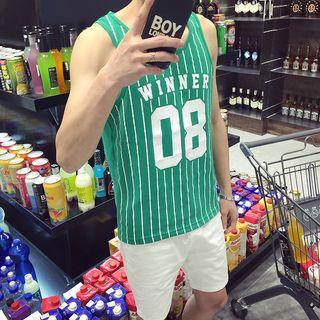 Number Pinstriped Tank Top