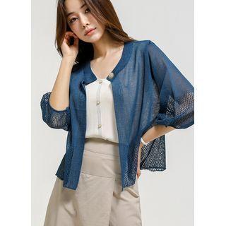 3/4-sleeve Single-button Cardigan