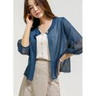 3/4-sleeve Single-button Cardigan