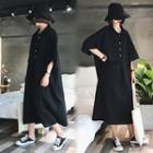 Elbow-sleeve Midi A-line Polo Dress