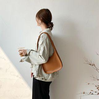Faux Leather Bucket Tote Bag Brown - One Size